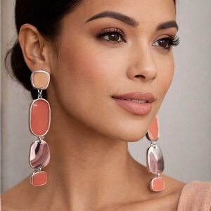Paparazzi Silver and Coral Statement Earrings